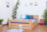 Double bed / Storage bed "Easy Premium Line" K6 incl. 2 drawers and 1 cover plate, solid beech wood, clearly varnished - 160 x 200 cm 