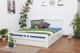 Double bed K8 "Easy Premium Line" incl. 2 underbed drawer and 1 cover plate, solid beech wood, white - 180 x 200 cm