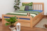 Double bed / Storage bed K8 "Easy Premium Line" incl. 2 drawer and cover plate, solid beech wood, clear finish - 160 x 200 cm 