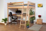 High Sleeper Bed / Children's bed Christoph, solid beech wood, clearly varnished, incl. slatted frame - 140 x 200 cm