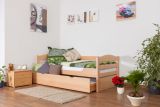 Single bed "Easy Premium Line" K1/h/s incl. trundle bed frame and cover plates, solid beech wood, clearly varnished - 90 x 200 cm