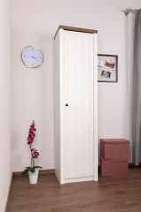 Wardrobe segnas 08, Farbe: pine white / oak brown - 198 x 50 x 43 cm (H x W x D)