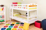 Bunk bed "Easy Premium Line" K19/n, head and foot part with holes, solid beech wood white - 90 x 200 cm (w x l), divisible