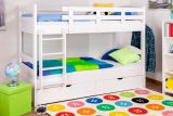 Bunk bed "Easy Premium Line" K17/n incl. 2 drawers and 2 cover panels, solid white beech wood, Lying surface: 90 x 200 cm (w x l), divisible