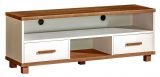 Teenager room - TV base cabinet Hermann 09, Colour: White Bleached / Walnut Colour, partial solid - 51 x 140 x 40 cm (H x W x D)