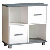 Children's room - Chest of drawers Hermann 10, Colour: White Bleached / Grey, partial solid - 91 x 90 x 40 cm (h x w x d)