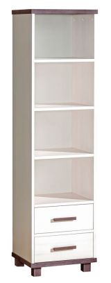 Children's room - Shelf Hermann 03, Colour: White Bleached / Brown, partial solid wood - 181 x 49 x 40 cm (h x w x d)