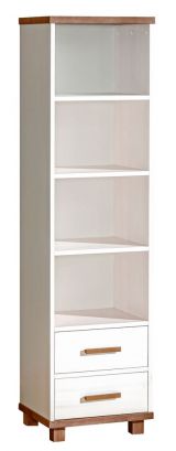 Children's room - Shelf Hermann 03, Colour: White Bleached / Walnut Colour, partial solid wood - 181 x 49 x 40 cm (H x W x D)
