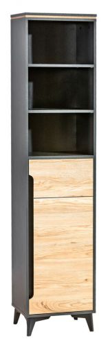 Cupboard Amanto 3, Colour: Black / Ash - Measurements: 200 x 47 x 40 cm (H x W x D)