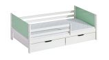 Children bed Asagi 2 incl. 2 drawers, Colour: White / Mint Green - Lying surface: 80 x 190 cm (w x l) 