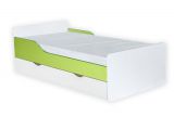 Children bed Daniel 09 incl. base plate, mattress and drawer, Colour: White / Green - 80 x 160 cm (w x l)