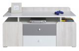 Children's room - TV base cabinet Floreffe 08, Colour: White / White Oak / Grey - Measurements: 58 x 120 x 50 cm (H x W x D)