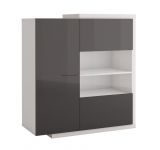 Chest of drawers Sombor 09, Colour: Black high gloss / White - Measurements: 92 x 118 x 36 cm (W x H x D)