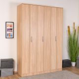 Hinged door wardrobe / closet Muros 04, color: oak brown - 222 x 150 x 52 cm (H x W x D)