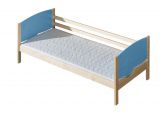 Children's bed Milo 30, Colour: Nature / Blue moon and stars, partial solid wood - Lying surface: 80 x 190 cm (W x L)