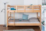 Bunk bed for adults "Easy Premium Line" K21/n, rounded headboard and footboard, solid beech wood, natural - 90 x 200 cm (w x l), divisible