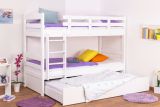 Bunk bed "Easy Premium Line" K21/h incl. berth and 2 cover panels, head and foot part rounded, solid beech wood, white - Lying surface: 90 x 200 cm, divisible