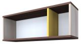 Suspended rack / wall shelf Kerema 12, colour: Walnut / elm / yellow - Measurements: 35 x 100 x 25 cm (H x W x D)
