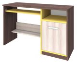 Kerema 18 desk, colour: Walnut / elm / yellow - Measurements: 76 x 120 x 55 cm (H x W x D)