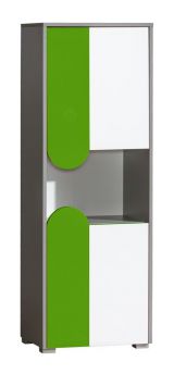Children's room - Wardrobe Klemens 04, Colour: Green / White / Grey - Measurements: 144 x 50 x 38 cm (h x w x d)