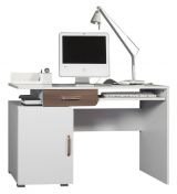 Desk Bulolo 11, Colour: White / Walnut - Measurements: 78 x 125 x 55 cm (H x W x D)