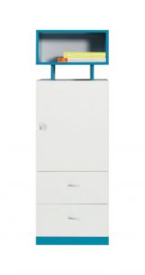 Children's room - Wardrobe "Geel" 08, White / Turquoise - Measurements: 135 x 45 x 40 cm (H x W x D)