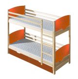 Children bed / Bunk bed Milo 31 incl. 2 drawers, Colour: Nature / Orange sun, partial solid wood, Lying surface: 80 x 190 cm (W x L), divisible