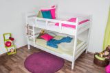 Bunk beds ' Easy Premium Line ® ' K16/n, head and foot part straight, solid beech wood white lacquered - lying surface: 120 x 200 cm, divisible