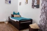 Single bed "Easy Premium Line" K1/1h incl. trundle bed frame and cover plates, solid beech wood, chocolate brown - 90 x 200 cm 