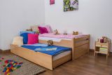 Children's bed / Youth bed "Easy Premium Line" K1/h with trundle bed frame and 2 cover plates, beech wood, solid, clearly varnished -  90 x 200 cm