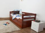 Children's bed / Youth bed "Easy Premium Line" K1/h/s incl. trundle bed frame and cover plates, solid beech wood, cherry coloured - 90 x 200 cm