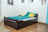 Single "Easy Premium Line" K4 incl. 2 underbed drawers and 1 cover plate, solid beech wood, chocolate brown - 120 x 200 cm