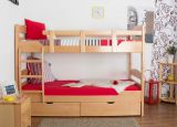 Bunk bed "Easy Premium Line" K13/n incl. 2 drawers and cover plates, solid beech wood, clearly varnished - 90 x 200 cm 