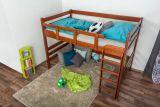 Kid bed / loft bed "Easy Premium Line" K15/n, solid beech cherry red, convertible - Lying surface: 120 x 200 cm