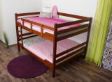 Adult bunk beds ' Easy Premium Line ' K16/n, head and foot part straight, solid beech wood cherry tree color - lying surface: 160 x 200 cm, divisible