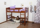 Highsleeper bed "Easy Premium Line" K14/n, solid beech wood, cherry-coloured, convertible - 90 x 190 cm