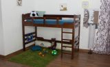 Children's bed / Loft bed "Easy Premium Line" K14/n, solid beech wood, Dark Brown - Measurements: 90 x 200 cm