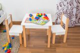 Children's Table Laurenz Beech solid wood Natural/White - Dimensions: 47 x 50 x 50 cm (H x W x D)