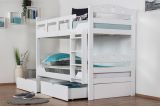 Bunk bed "Easy Premium Line" K11/n with 2 underbed drawer, solid beech wood, white, convertible - 90 x 200 cm