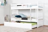 Bunk bed "Easy Premium Line" K11/h incl. trundle bed frame and cover plates, solid beech wood, white - 90 x 200 cm 