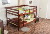 Bunk beds ' Easy premium line ' K16/n, head and foot part straight, solid beech wood dark brown - lying surface: 140 x 200 cm, divisible