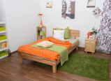 Low foot end bed / Solid wood bed Wooden Nature 01, heartwood beech, oiled - 120 x 200 cm