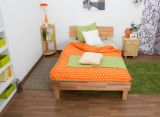 Low foot end bed / Solid wood bed Wooden Nature 02, heartbeech wood, oiled - 120 x 200 cm