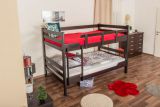 Adult bunk beds ' Easy premium line ' K16/n, head and foot part straight, solid beech wood chocobrown - lying surface: 120 x 200 cm, divisible