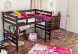 Kid bed / loft bed "Easy Premium Line" K15/n, solid beech wood, chocolate brown, divisible - Lying surface: 120 x 200 cm