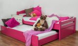 Children's bed / Youth bed "Easy Premium Line" K1/2h incl. trundle bed frame and cover plates, solid beech wood, pink - 90 x 200 cm 