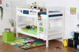 Bunk bed "Easy Premium Line" K13/n, convertible, solid beech wood, white finish - 90 x 200 cm