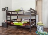 Adult bunk beds ' Easy Premium Line ® ' K16/n, head and foot part straight, solid beech wood chocobrown - lying surface: 160 x 200 cm, divisible