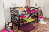 Bunk beds ' Easy Premium Line ® ' K16/n, head and foot part straight, solid beech wood chocobrown - lying surface: 160 x 200 cm, divisible