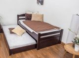 Single bed "Easy Premium Line" K1/2h incl. trundle bed frame and cover plates, solid beech wood, chocolate brown - 90 x 200 cm 